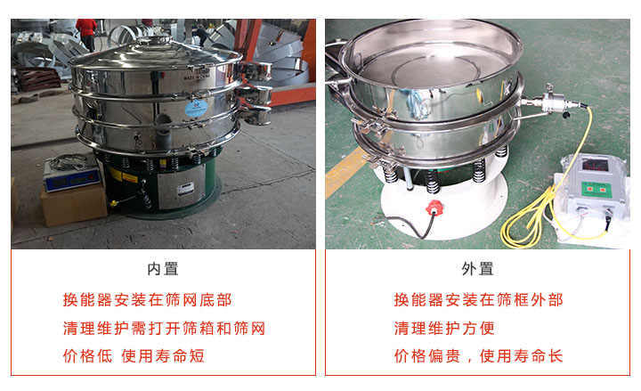 超声波旋振筛的内外换能器对比图